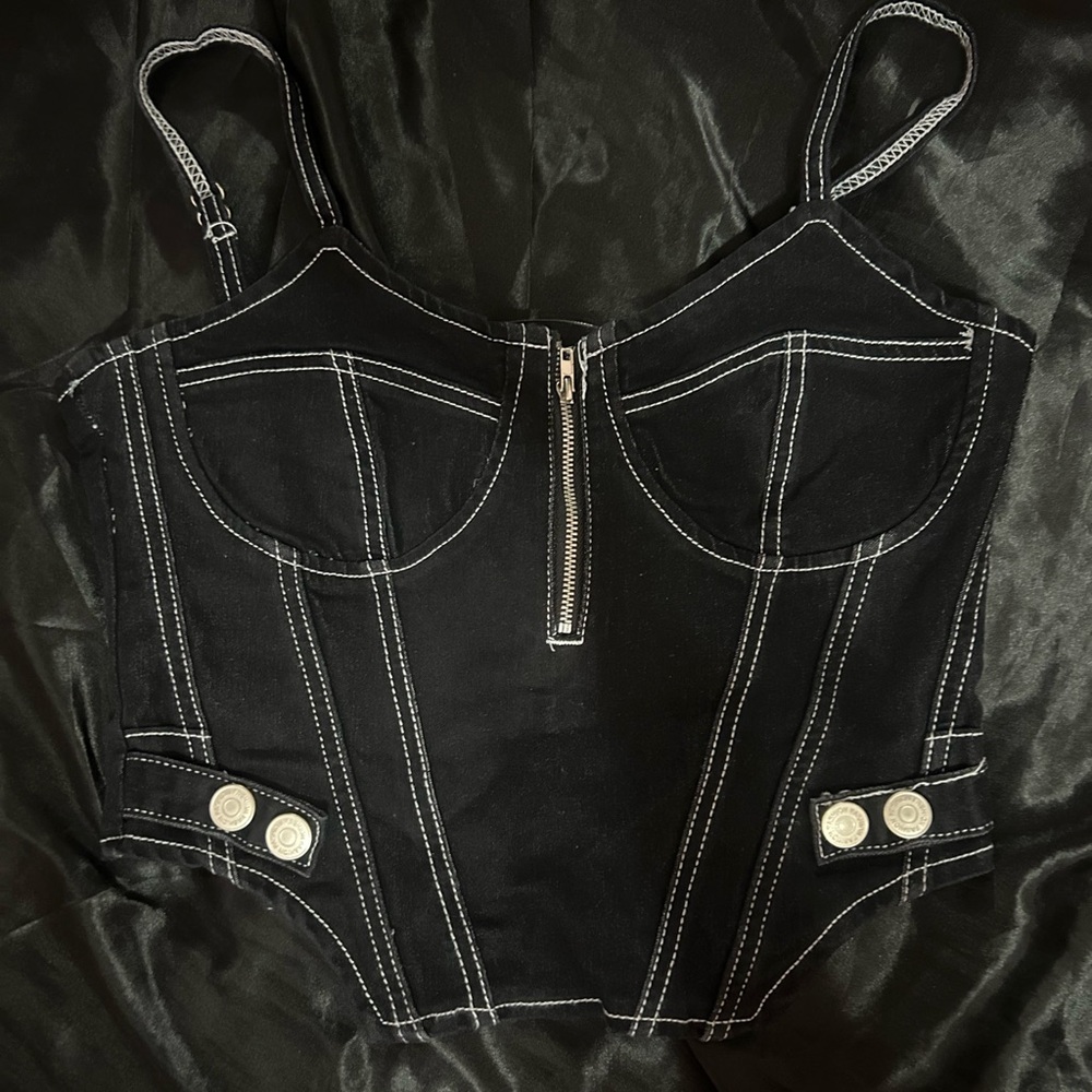 FashionNova Denim Corset Top